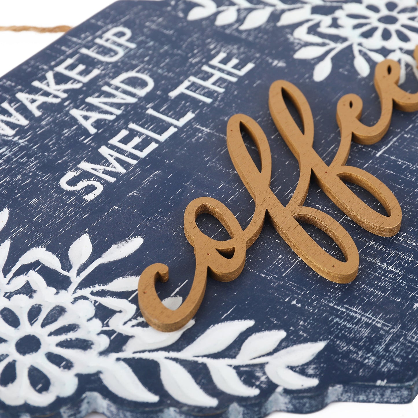 Wood Coffee Signs Decor for Coffee Bar, Hanging Wall Sign with Rope for Coffee Station