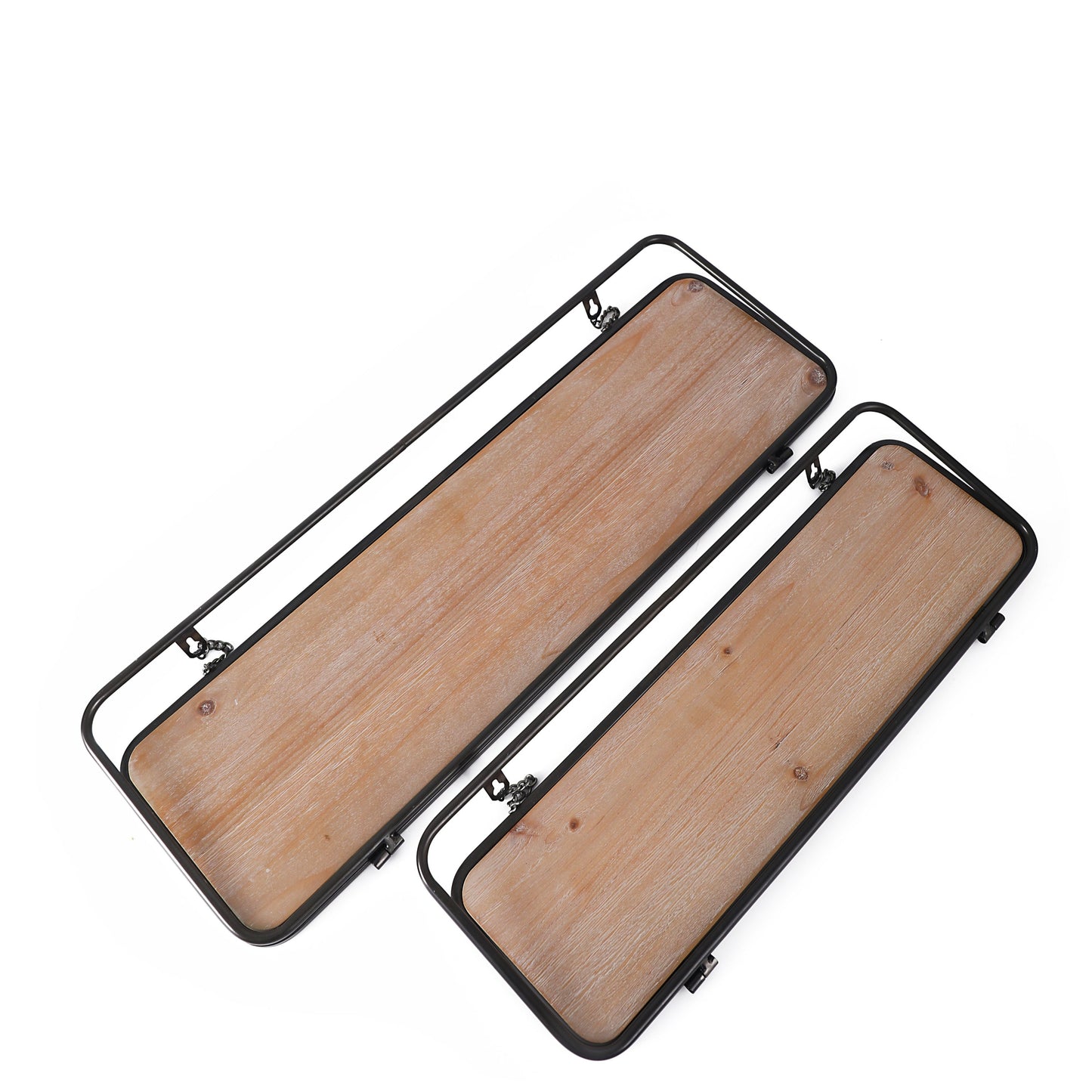 Set of 2 Rustic Wood Floating Shelves, Farmhouse Bathroom Wall Mounted Storage Shelves