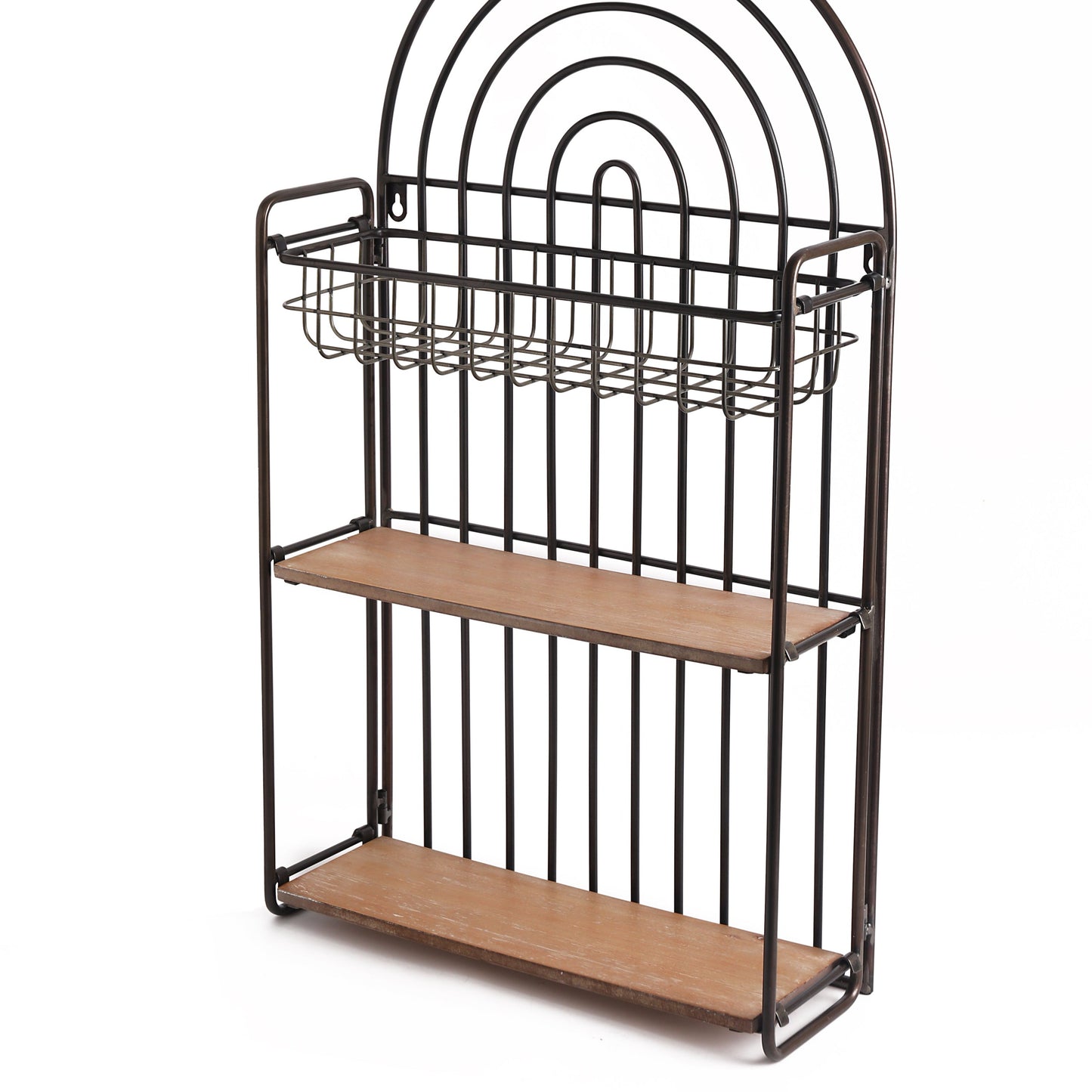 3 Tier Metal Wire Countertop Organizer, Wall Mount Hanging Spice Rack Storage Shelf