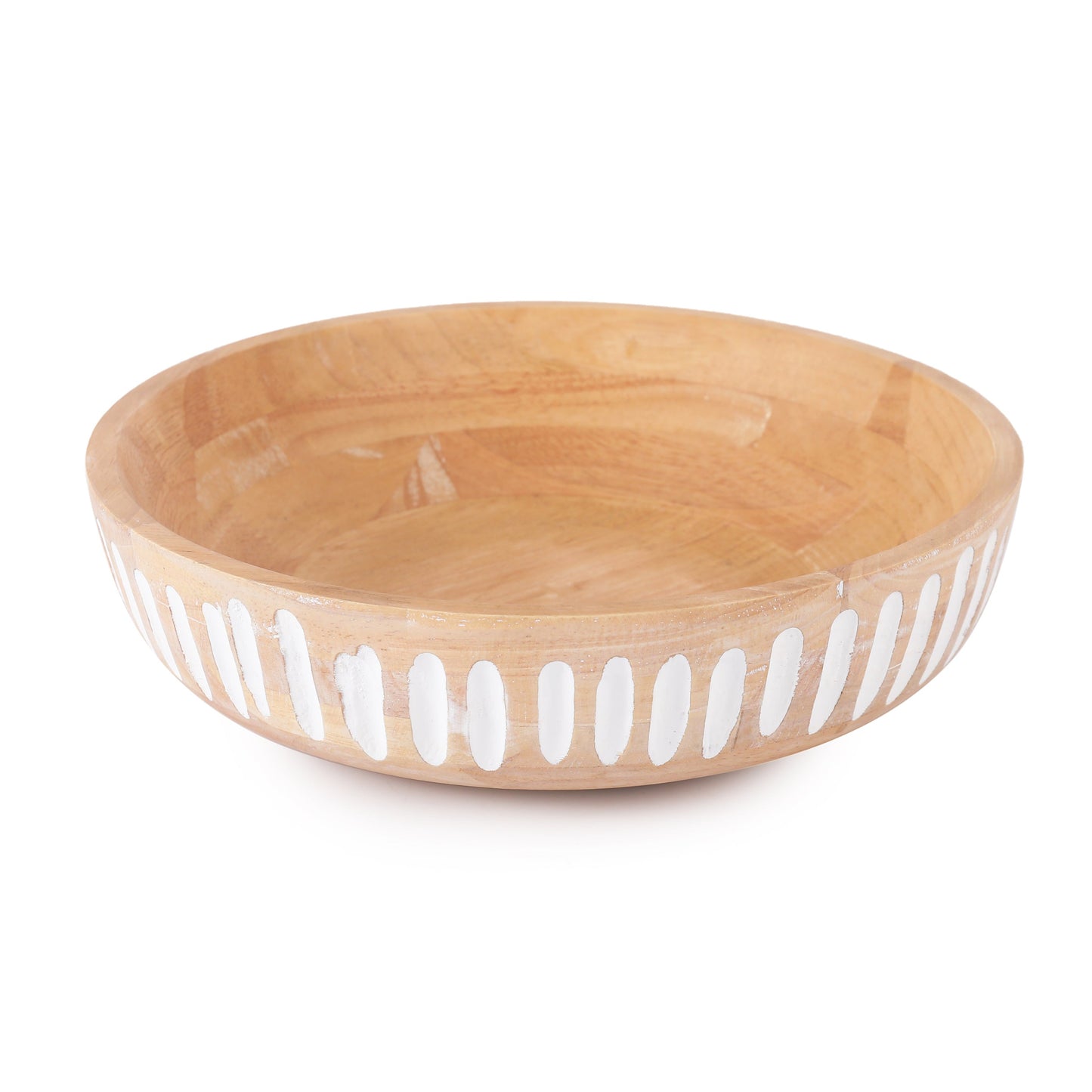 Set of 2 Natural Wooden Decorative Bowl, Round Hand Carved Bowl for Decorative Kitchen Countertop