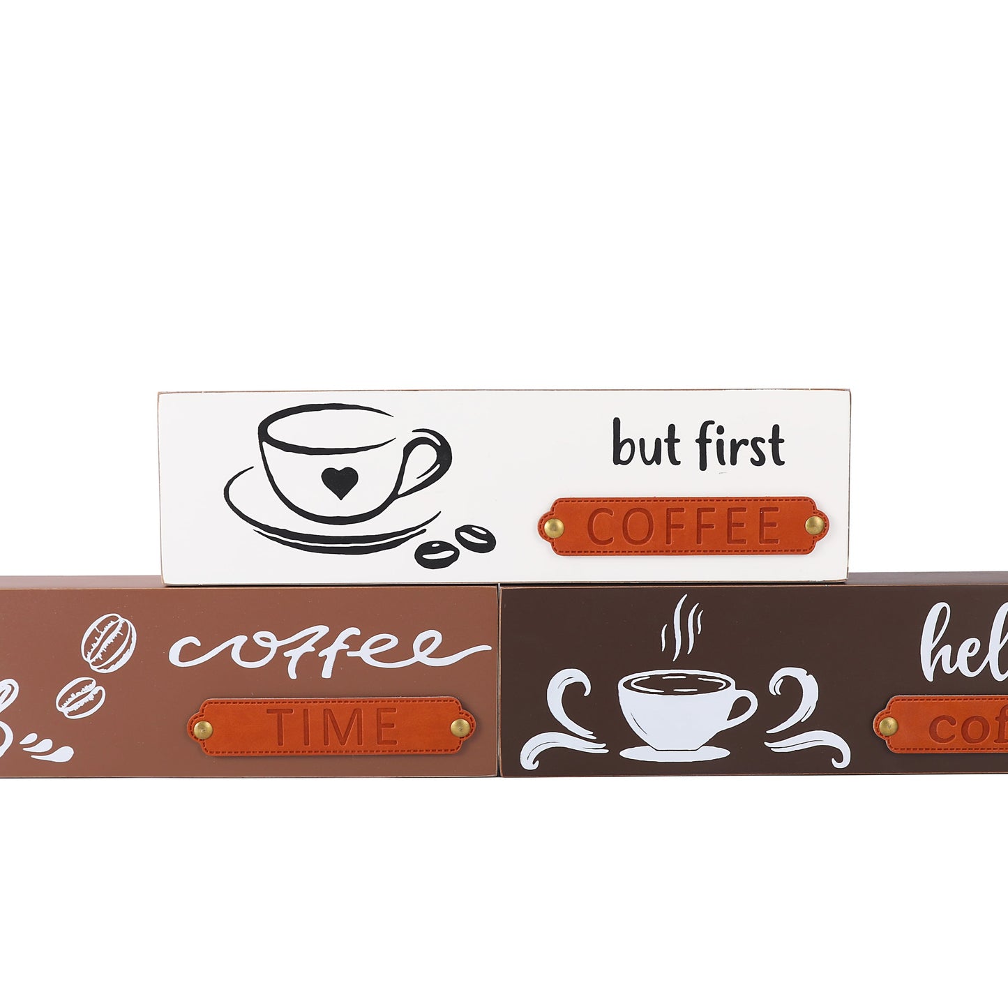 Coffee Bar Box Sign Countertop Decor, Wooden Tabletop Letter Signs Decor for Home, Kitchen Desk, Coffee Table(14 x 3.9 Inch) (3 different color to pick)