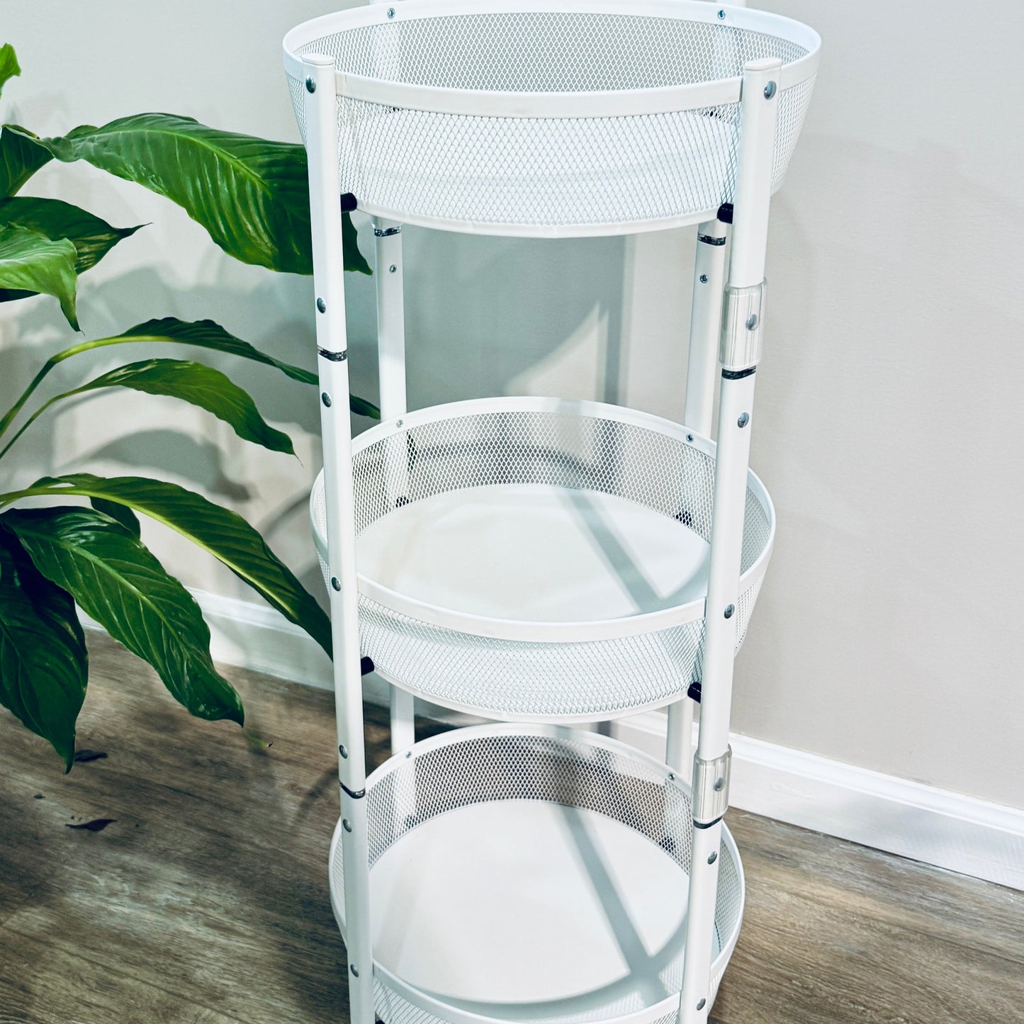 Foldable Rolling Cart 3- Tier Metal Storage with Black, Gray, White Option