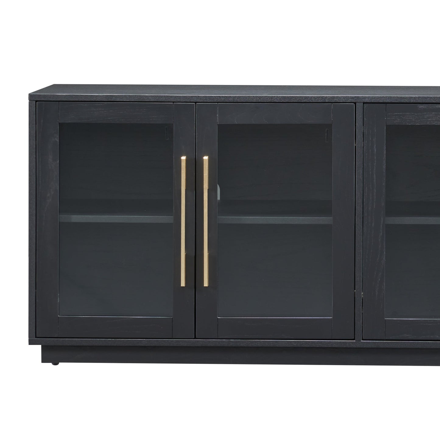 Natural Clean-Lined 4-Door Cabinet 18'' Black