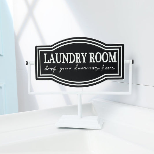 Black Laundry Room Decor Sign for Home Laundry Room Countertop(10.6 x 9.1 Inch)