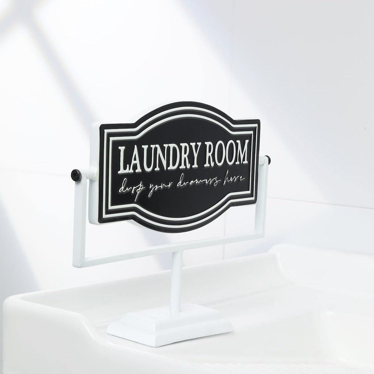 Black Laundry Room Decor Sign for Home Laundry Room Countertop(10.6 x 9.1 Inch)