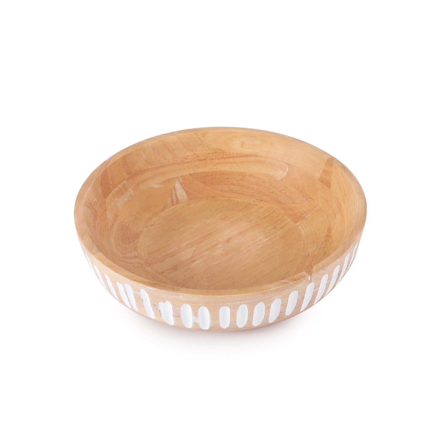 Set of 2 Natural Wooden Decorative Bowl, Round Hand Carved Bowl for Decorative Kitchen Countertop