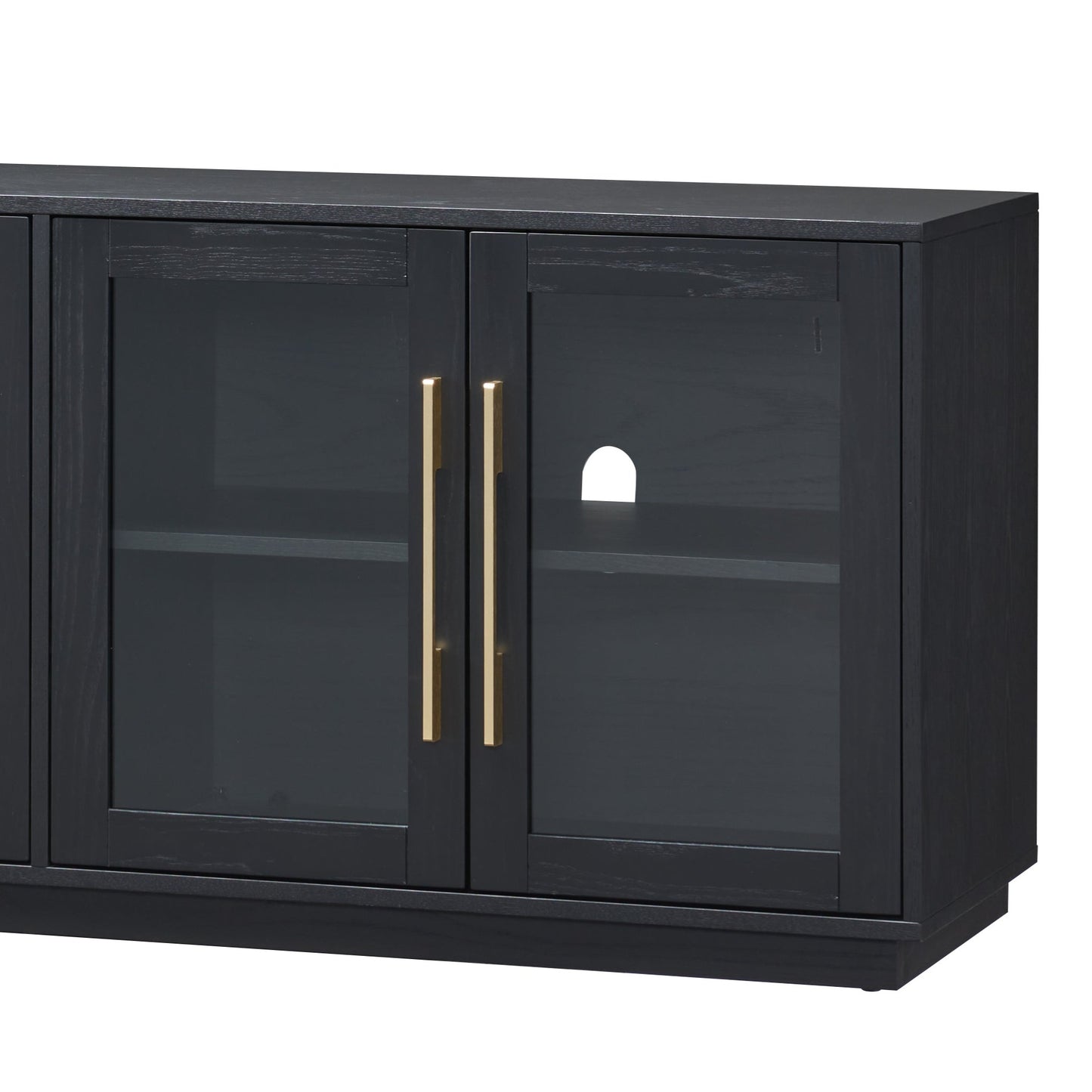 Natural Clean-Lined 4-Door Cabinet 18'' Black