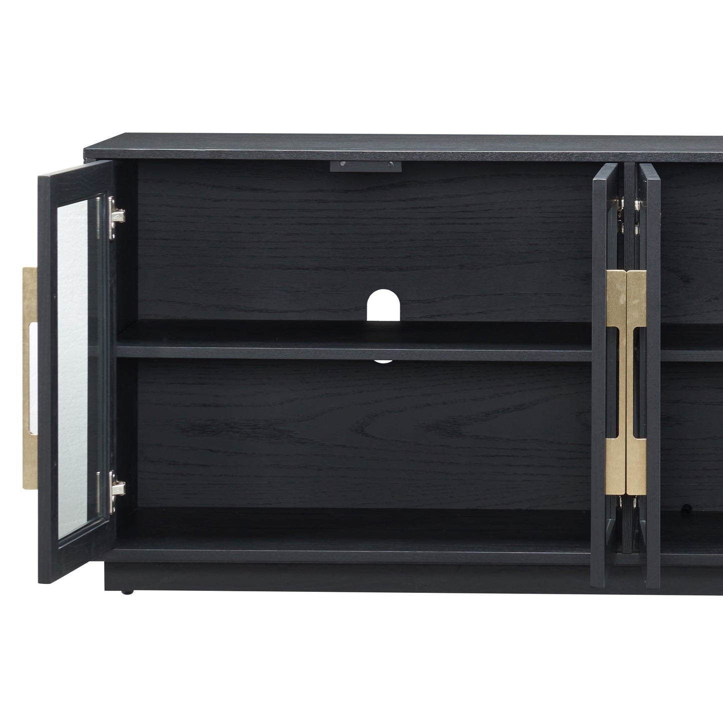 Natural Clean-Lined 4-Door Cabinet 18'' Black