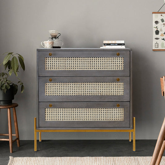 Retro Cabinet With Three Drawer Gray