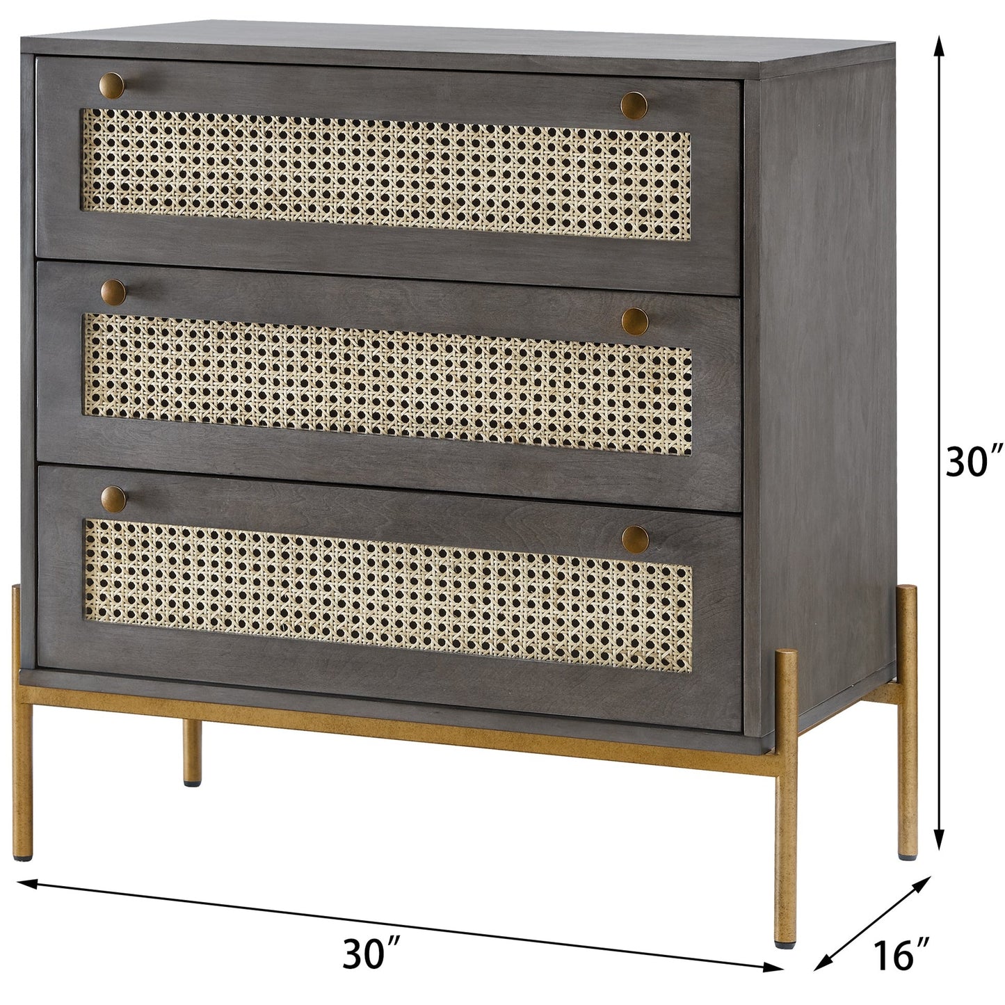 Retro Cabinet With Three Drawer Gray